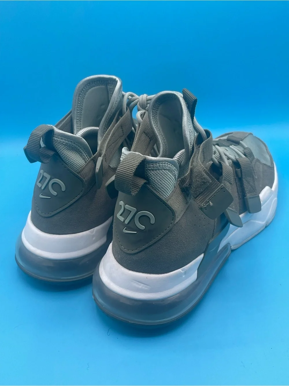 Nike Men's Gray and White High-Top Sneakers